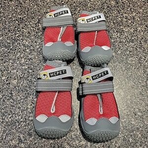HC Pet Dog Shoes Size 5 Gray Red Hook & Loop Strap Synthetic Mesh Contrast